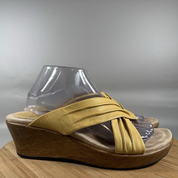 Dansko Avalon Criss Cross Wedge Leather Yellow Womens EU 41 US 10.5-11 Sandals - Picture 1 of 6